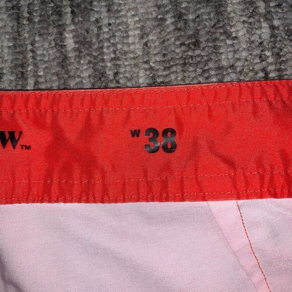Goodfellow & Co Mens 38 Swim Trunk Shorts Orange Blue Colorblock Drawstring - Picture 3 of 7